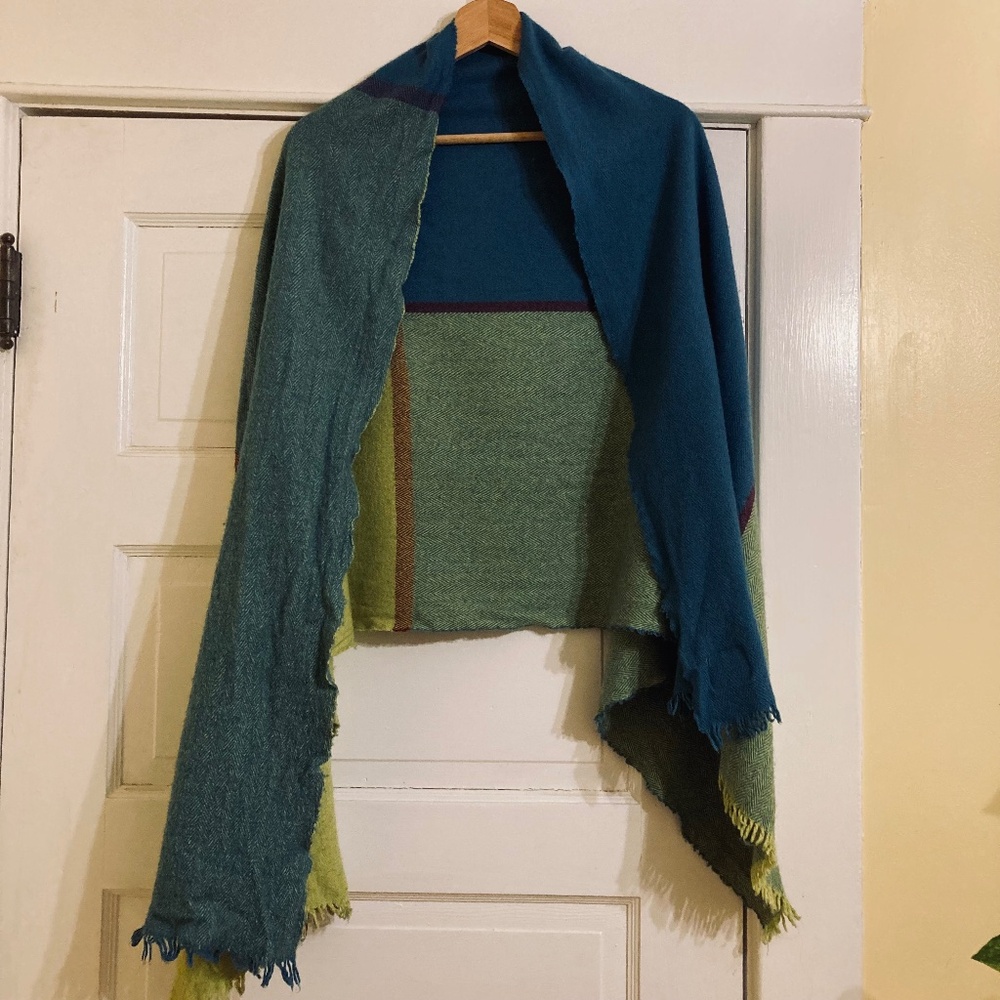 Avoca Cashmere Irish Wool Blend Women's Scarf Wrap Colorblock Classy Preppy GUC